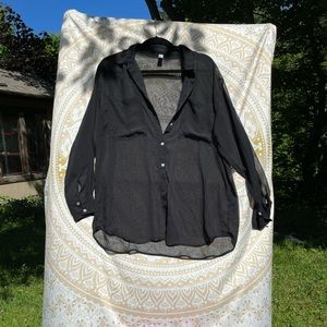 American Apparel Black Chiffon Button-Down Top